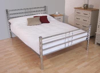 Roma Chrome Metal Bed Frame - 4'6 Double