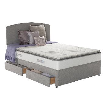 Sealy Duchess Zoned Cushion Top Pewter Divan Set 2 Drawers in King
