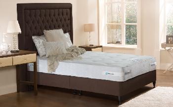 Sealy Keswick Firm Contract Divan Bed, Double, Sprung Base, 21cm Base with 16cm Legs, Damask