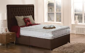 Sealy Pillow Coniston Contract Divan Bed, Double, Platform Base, 34cm Base with 6cm Castors, Damson