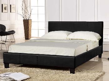 Seconique Prado Double Black Faux Leather Bed Frame
