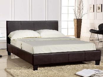 Seconique Prado Double Brown Faux Leather Bed Frame