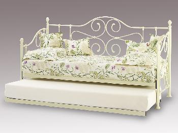 Serene Florence Ivory White Metal Day Bed with Guest Bed Frame