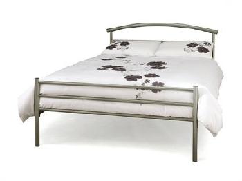 Serene Furnishings Brennington 4' Small Double Silver Metal Bed
