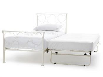 Serene Furnishings Chloe 3' Single Glossy Ivory Stowaway Bed