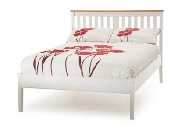 Serene Furnishings Grace Opal White Low Footend 4' 6 Double Opal White Wooden Bed