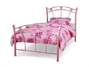 Serene Furnishings Jemima 2' 6 Small Single Glossy Pink Metal Bed