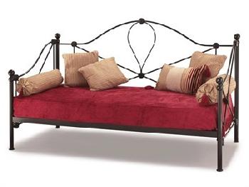 Serene Furnishings Lyon Day Bed 2' 6 Small Single Glossy Black Day Bed Metal Bed
