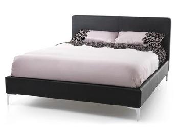 Serene Furnishings Monza Black 4' Small Double Black Leather Bed