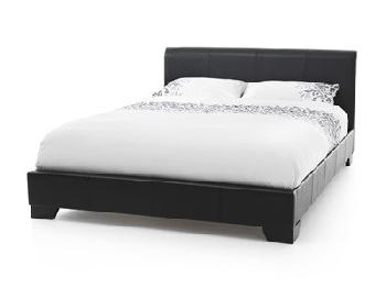 Serene Furnishings Parma 4' Small Double Black Leather Bed