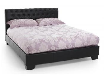 Serene Furnishings Roma Black 4' Small Double Black Leather Bed