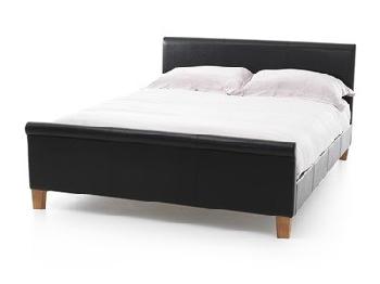 Serene Furnishings Savona 4' Small Double Black Leather Bed