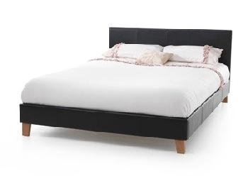 Serene Furnishings Tivoli 4' 6 Double Black Leather Bed