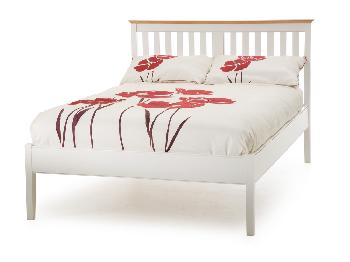 Serene Grace Double Opal White Wooden Bed Frame (Low Footend)