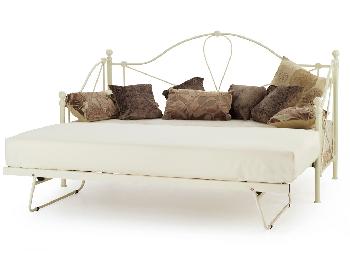 Serene Lyon Ivory Metal Day Bed with Guest Bed Frame