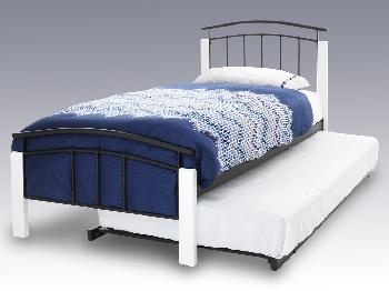 Serene Tetras Black Metal and White Guest Bed Frame