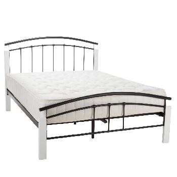 Serene Tetras Metal and Wooden Bed Frame in White and Black Kingsize