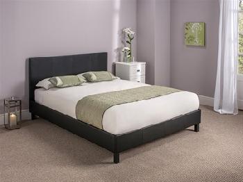 Snuggle Beds Manhattan (Black) 4' Small Double Black Slatted Bedstead Leather Bed