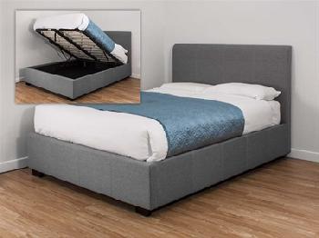 Snuggle Beds Oregon Ottoman Grey Fabric 4' 6 Double Grey Fabric Bed Frame Only Ottoman Bed