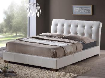 Time Living Boston King Size White Faux Leather Bed Frame