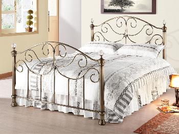 Time Living Victoria King Size Brass Bed Frame with Crystal Finials