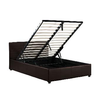 Toronto Leather Ottoman Bed Double - Brown