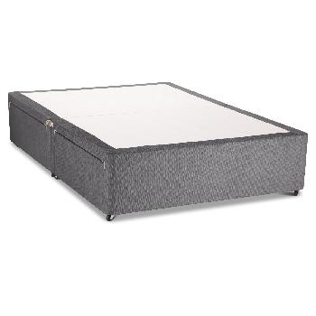 Universal Charcoal Chenille Divan Base 2 Drawer - Small Double - Charcoal