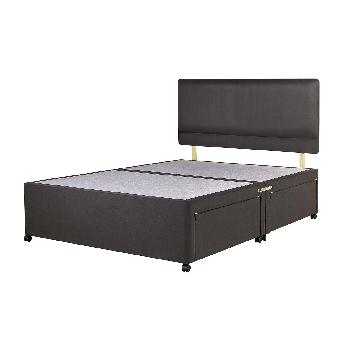 Universal Charcoal Suede Divan Base Small Double 2 Drawer