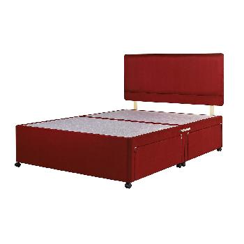 Universal Red Suede Divan Base Double 4 Drawer