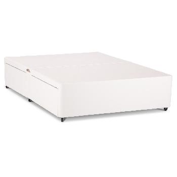 Universal White Leather Divan Base 2 Drawer - Small Double - White