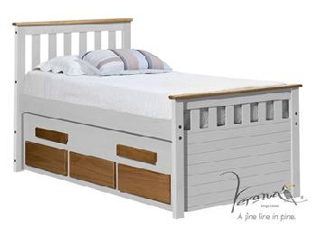 Verona Design Ltd Captains Bergamo Guest Bed Whitewash 3' Single Whitewash Antique Details Guest Bed Stowaway Bed