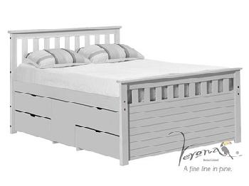 Verona Design Ltd Captains Ferrara Storage Bed Whitewash 3' Single Whitewash Pink Storage 1 Side (4 Drawer) Cabin Bed