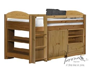 Verona Design Ltd Maximus Mid Sleeper Set 2 3' Single Antique Graphite Mid Sleeper Cabin Bed