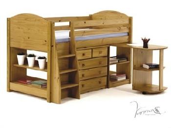 Verona Design Ltd Midsleeper Only - Antique 3' Single Whitewash Antique Details Cabin Bed