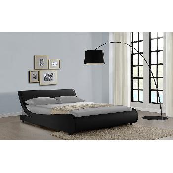 32386 Curve leather bed frame - Double - Black