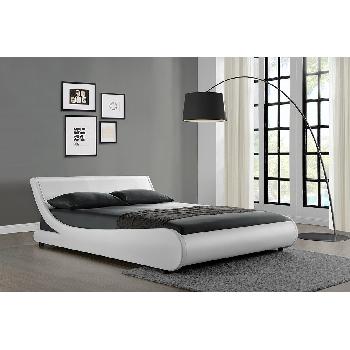 32387 Curve leather bed frame - Double - White