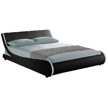 32398 Stripes curve leather bed frame - King - Black and White