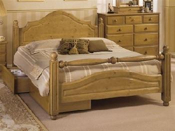 AirSprung Carolina 5' King Size Slatted Bedstead and Fashion Rail Wooden Bed