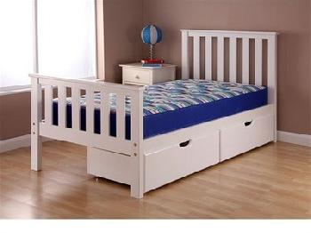 AirSprung Napoli High Foot End + 2 Drawers 5' King Size White Wooden Bed
