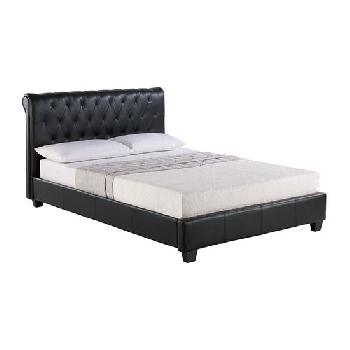 Amalfi Black Faux Leather Bed - Double