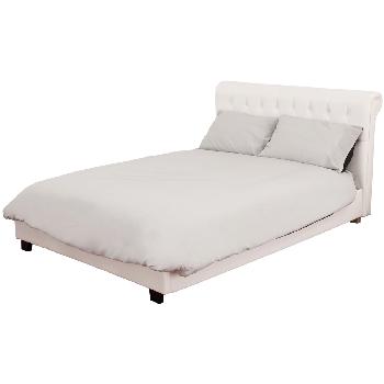 Amalfi White Faux Leather Bed Double