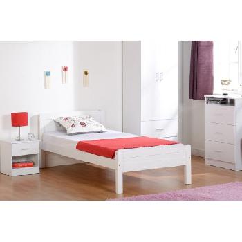 Amber Wooden Bed Frame Single White