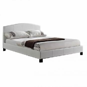 Apollo Curved Faux Leather Bed Frame Apollo bed Double White Bed