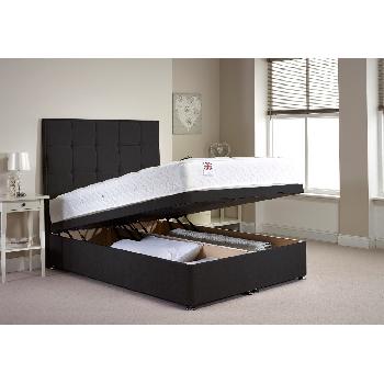 Appian Ottoman Divan Bed and Mattress Set Charcoal Chenille Fabric Double 4ft 6