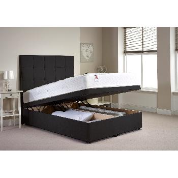 Appian Ottoman Divan Bed and Mattress Set Charcoal Chenille Fabric Super King 6ft