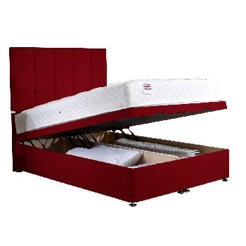 Appian Ottoman Divan Bed and Mattress Set Raspberry Chenille Fabric King Size 5ft