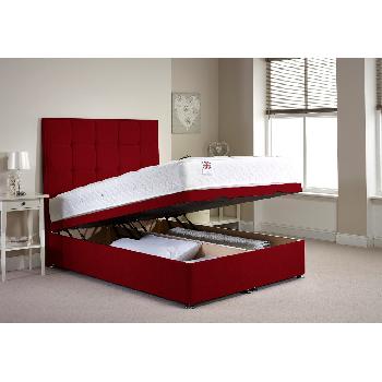 Appian Ottoman Divan Bed and Mattress Set Raspberry Chenille Fabric Small Single 2ft 6