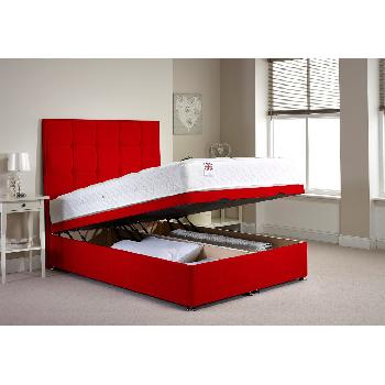 Appian Ottoman Divan Bed and Mattress Set Red Chenille Fabric Small Single 2ft 6