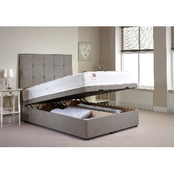 Appian Ottoman Divan Bed and Mattress Set Silver Chenille Fabric Super King 6ft