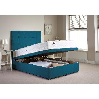 Appian Ottoman Divan Bed and Mattress Set Teal Chenille Fabric Small Single 2ft 6